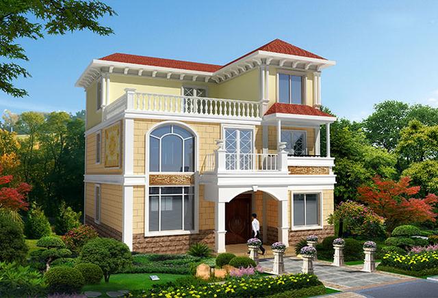 三層豪華復(fù)式別墅設(shè)計(jì)圖，挑空客廳+旋轉(zhuǎn)樓梯