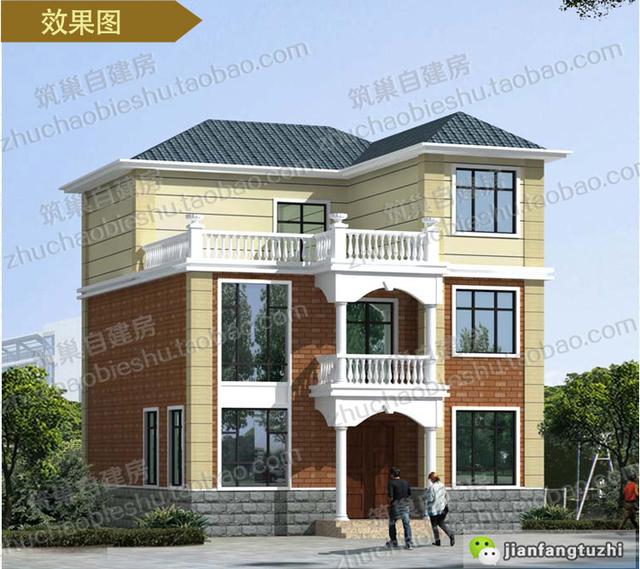 25萬(wàn)三層簡(jiǎn)歐實(shí)用自建房全套施工圖，9×11米，戶型設(shè)計(jì)簡(jiǎn)潔大氣