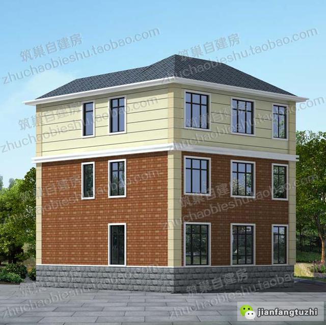 25萬(wàn)三層簡(jiǎn)歐實(shí)用自建房全套施工圖，9×11米，戶型設(shè)計(jì)簡(jiǎn)潔大氣