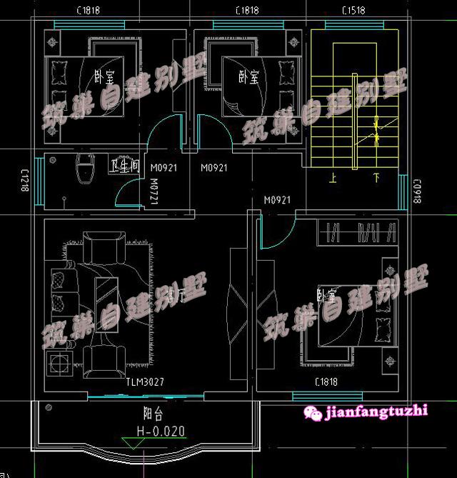 今年新出爐的三層帶大露臺鄉(xiāng)村別墅全套設(shè)計施工圖效果圖，占地面積不足100平方米