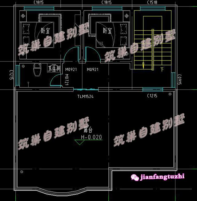 今年新出爐的三層帶大露臺鄉(xiāng)村別墅全套設(shè)計施工圖效果圖，占地面積不足100平方米