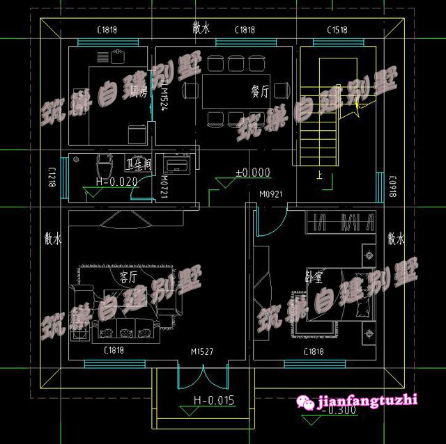 今年新出爐的三層帶大露臺鄉(xiāng)村別墅全套設(shè)計施工圖效果圖，占地面積不足100平方米