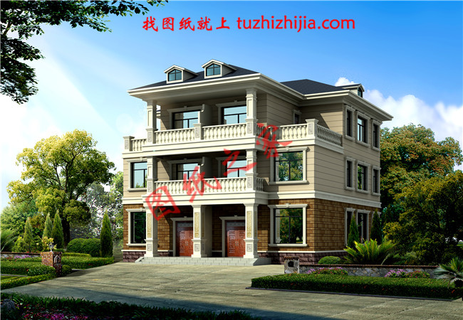 兄弟四間三層雙拼別墅設(shè)計(jì)圖，造價(jià)40萬左右