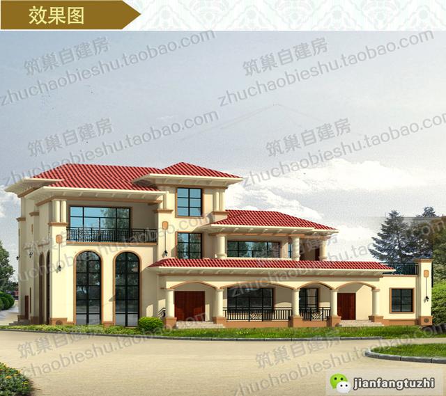 大開間復(fù)式三層別墅設(shè)計施工圖，帶車庫+露臺花園+落地窗，給人感覺很氣派