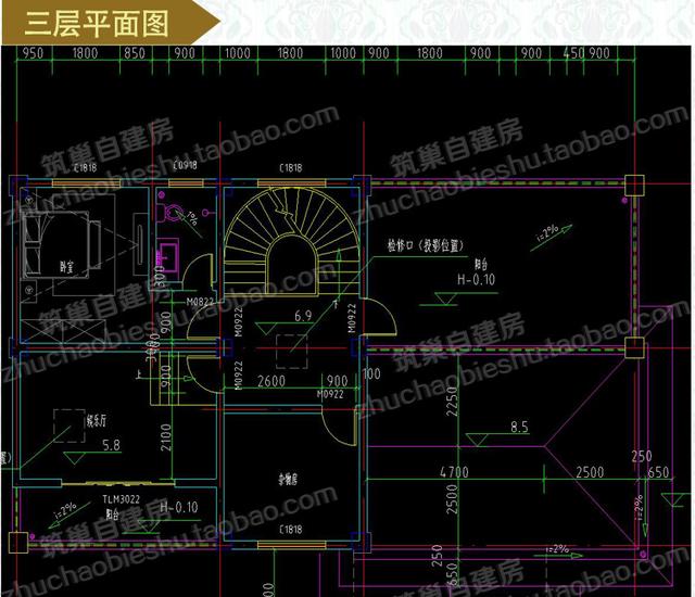 大開間復(fù)式三層別墅設(shè)計施工圖，帶車庫+露臺花園+落地窗，給人感覺很氣派