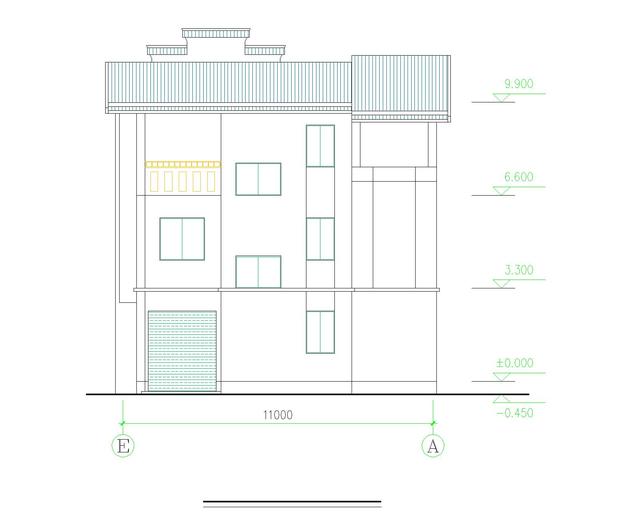 新中式農(nóng)村三層自建房設(shè)計(jì)圖紙帶外觀圖，占地110平方米