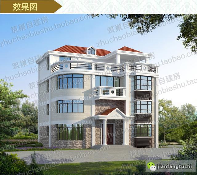 2款四層帶挑空客廳農(nóng)村別墅設(shè)計施工圖，適合家里人口多的大家庭建造