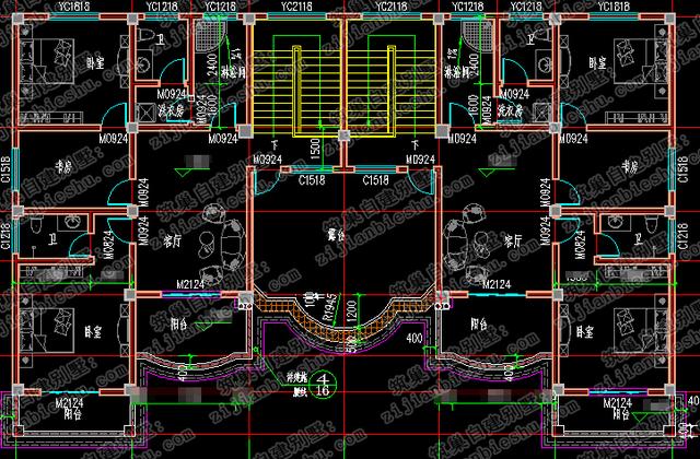 新款大開(kāi)間帶堂屋農(nóng)村雙拼三層別墅全套施工圖，適合農(nóng)村兩兄弟建造