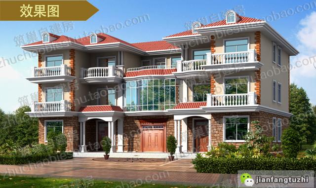 新款大開(kāi)間帶堂屋農(nóng)村雙拼三層別墅全套施工圖，適合農(nóng)村兩兄弟建造