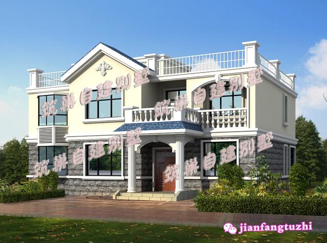 分享一款半封閉陽臺+露臺農(nóng)村三層房屋設(shè)計圖片，外觀爽朗大氣