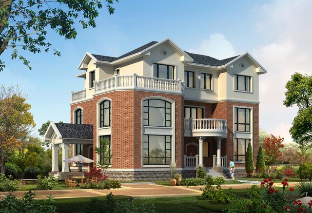 三層獨(dú)棟別墅設(shè)計(jì)圖，外觀造型古樸大方，經(jīng)濟(jì)實(shí)用