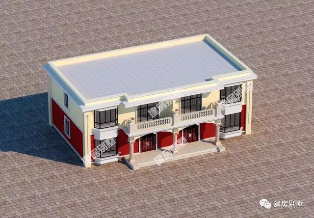 兩層雙拼別墅設(shè)計(jì)圖，平屋頂帶飄窗，造價(jià)很經(jīng)濟(jì)哦