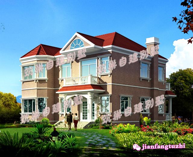 二層農村歐式別墅全套設計圖施工方案，同一個戶型不同的外觀