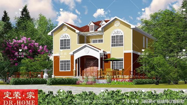 占地14×14米二層別墅設(shè)計(jì)圖，風(fēng)格簡(jiǎn)約，層次感很強(qiáng)