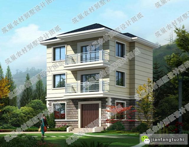 三層簡(jiǎn)約大氣帶堂屋農(nóng)村自建房設(shè)計(jì)圖，簡(jiǎn)潔大氣