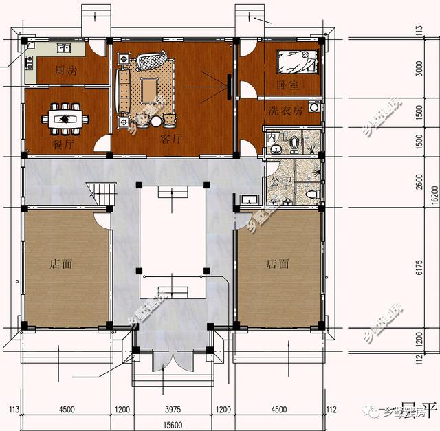 中國風(fēng)臨街帶商鋪、辦公、住家和出租為一體的別墅設(shè)計圖