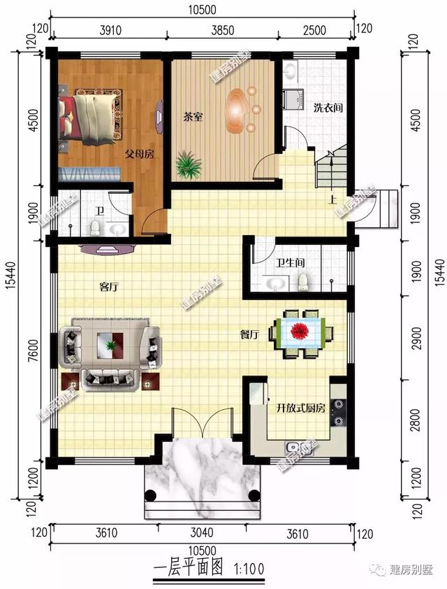 帶大露臺的四層自建房設計圖，既能滿足晾曬的需要，又能提供休閑的平臺