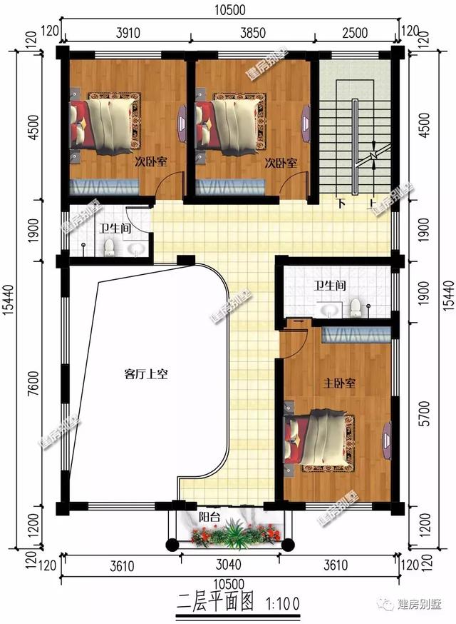 帶大露臺的四層自建房設計圖，既能滿足晾曬的需要，又能提供休閑的平臺