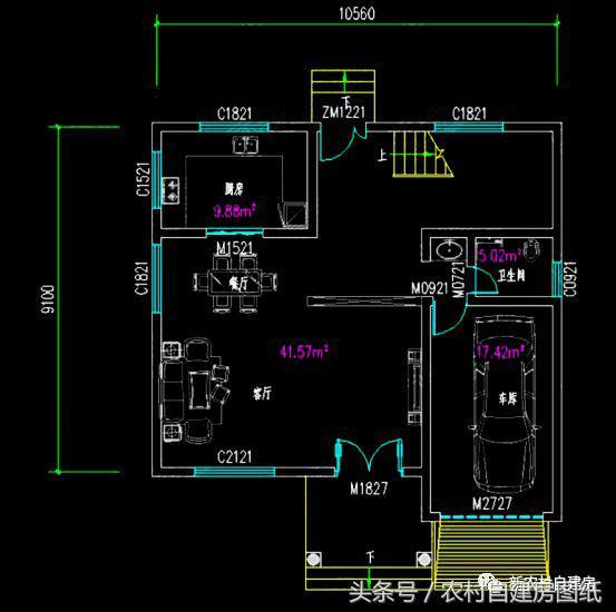 10.56米x10.3米農(nóng)村三層別墅設(shè)計圖，經(jīng)濟適用，布局簡單合理，造價26萬。
