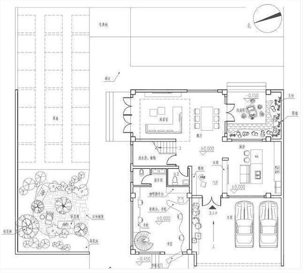 三層簡約現(xiàn)代風(fēng)別墅設(shè)計(jì)圖，帶車庫，設(shè)計(jì)的別具一格不落俗套，造價(jià)30w左右。