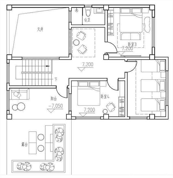 三層簡約現(xiàn)代風(fēng)別墅設(shè)計(jì)圖，帶車庫，設(shè)計(jì)的別具一格不落俗套，造價(jià)30w左右。
