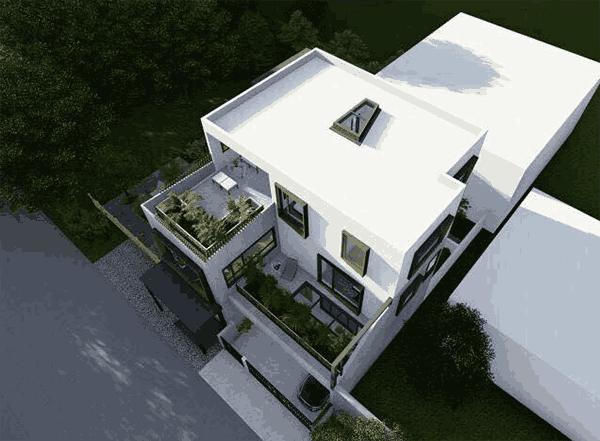 三層簡約現(xiàn)代風(fēng)別墅設(shè)計(jì)圖，帶車庫，設(shè)計(jì)的別具一格不落俗套，造價(jià)30w左右。