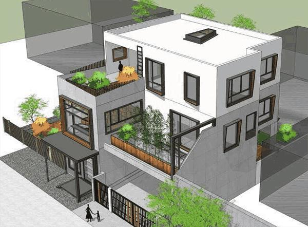 三層簡約現(xiàn)代風(fēng)別墅設(shè)計(jì)圖，帶車庫，設(shè)計(jì)的別具一格不落俗套，造價(jià)30w左右。