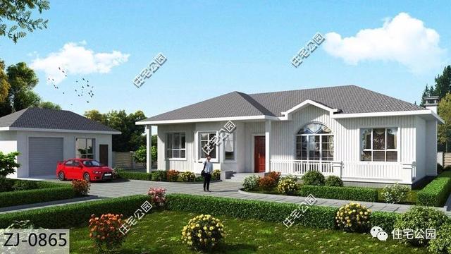 10×18米一層北歐風別墅設(shè)計圖，帶車庫，清新自然，布局靈巧方便。