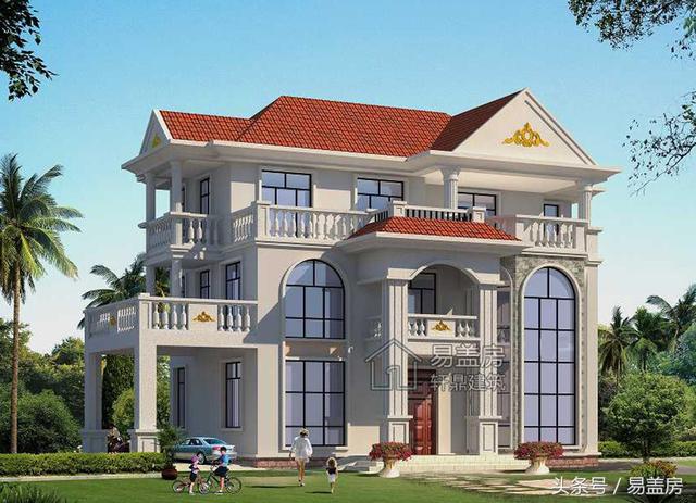 福建410平三層簡(jiǎn)歐別墅設(shè)計(jì)圖，帶超大露臺(tái)，造價(jià)61萬(wàn)。