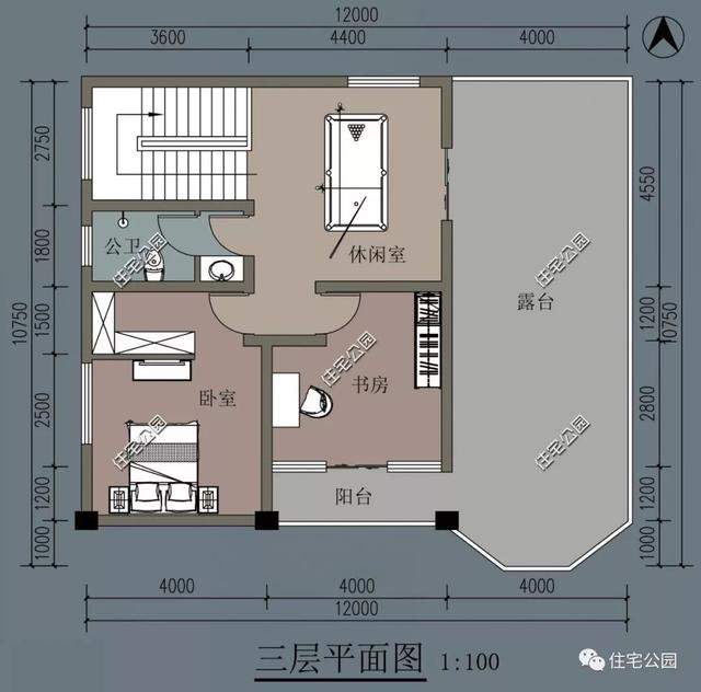 10x12米三層平頂自建房，戶型方正，時(shí)尚大氣，40萬以內(nèi)，是一套真正適合咱老百姓自建的農(nóng)村別墅戶型。