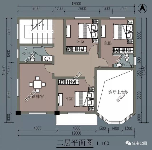 10x12米三層平頂自建房，戶型方正，時(shí)尚大氣，40萬以內(nèi)，是一套真正適合咱老百姓自建的農(nóng)村別墅戶型。