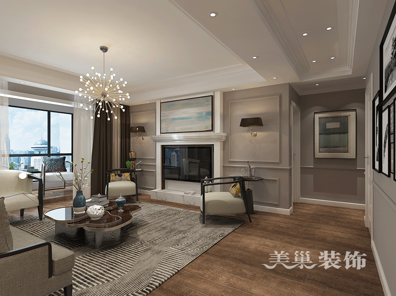 130平三室兩廳混搭風(fēng)格裝修，以美式為主基調(diào)，營造出一種懷舊、浪漫的感覺