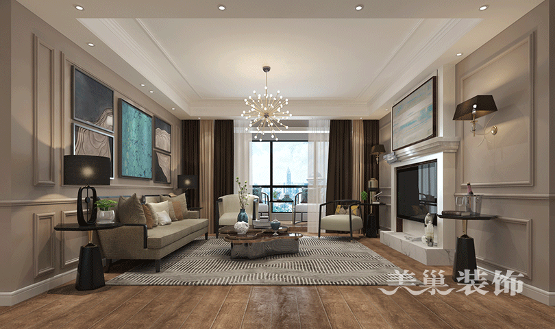 130平三室兩廳混搭風(fēng)格裝修，以美式為主基調(diào)，營造出一種懷舊、浪漫的感覺