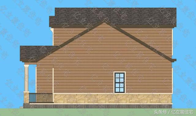 10.5米X11.7米二層精美美式田園風(fēng)格別墅設(shè)計圖，享受悠閑、舒暢、自然的田園生活情趣