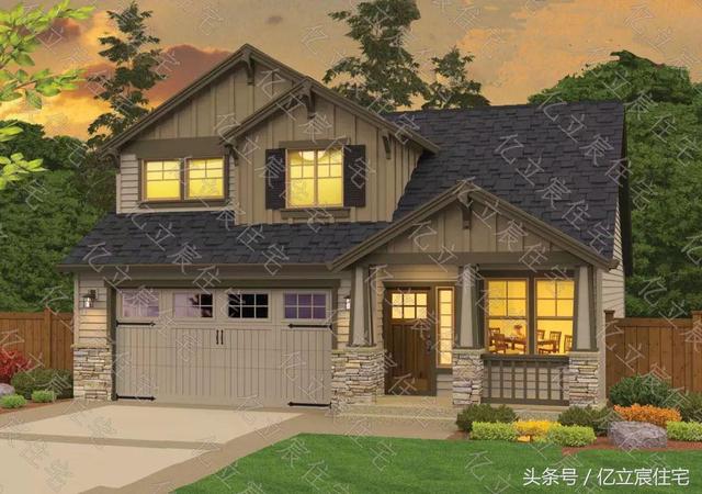 10.5米X11.7米二層精美美式田園風(fēng)格別墅設(shè)計圖，享受悠閑、舒暢、自然的田園生活情趣