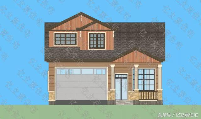 10.5米X11.7米二層精美美式田園風(fēng)格別墅設(shè)計圖，享受悠閑、舒暢、自然的田園生活情趣