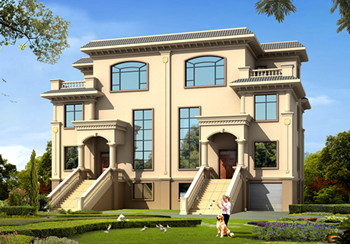 農(nóng)村兄弟雙拼三層小別墅設計圖紙，帶地下室，帶地下車庫