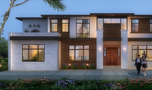 二層現(xiàn)代別墅設(shè)計(jì)圖，多臥室?guī)杜_(tái)，外觀時(shí)尚，建一棟絕對(duì)能在村里賺足了面子。