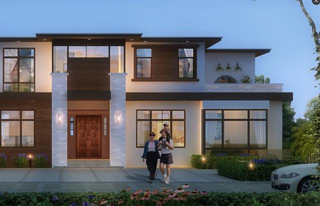 二層現(xiàn)代別墅設(shè)計(jì)圖，多臥室?guī)杜_(tái)，外觀時(shí)尚，建一棟絕對(duì)能在村里賺足了面子。