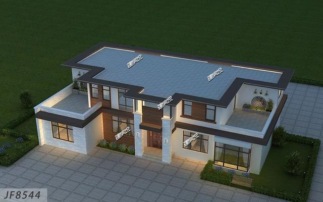 二層現(xiàn)代別墅設(shè)計(jì)圖，多臥室?guī)杜_(tái)，外觀時(shí)尚，建一棟絕對(duì)能在村里賺足了面子。