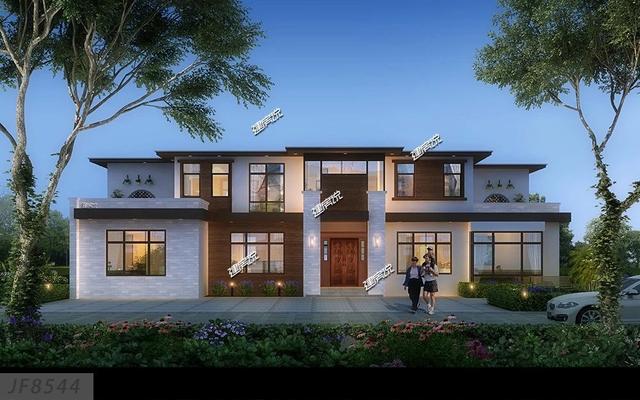 二層現(xiàn)代別墅設(shè)計(jì)圖，多臥室?guī)杜_(tái)，外觀時(shí)尚，建一棟絕對(duì)能在村里賺足了面子。