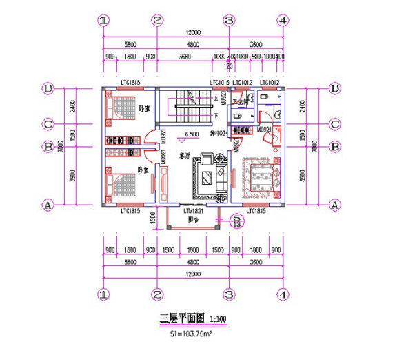 12×9米三層農(nóng)村別墅設(shè)計圖，帶閣樓，簡約大氣經(jīng)濟實用，適合農(nóng)村建房。