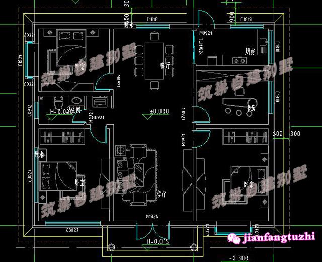 13x11米一層農(nóng)村別墅設計圖，帶有功能設計布局方案，適合自己的才是最好的戶型！