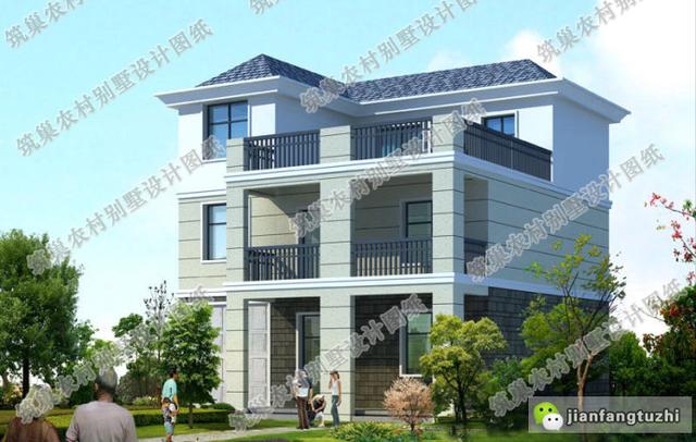 占地120平的三層農(nóng)村自建房，帶車庫+大露臺，戶型簡單大氣，造價30萬以內(nèi)。