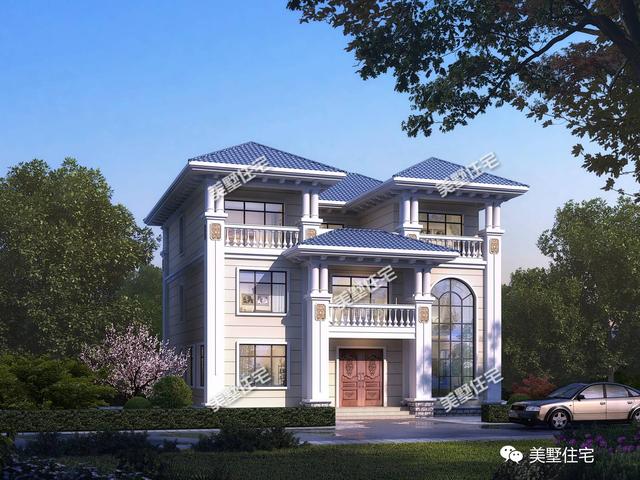 占地約175平米的三層別墅設(shè)計(jì)圖，戶(hù)型方正，外觀清新簡(jiǎn)潔，布局實(shí)用