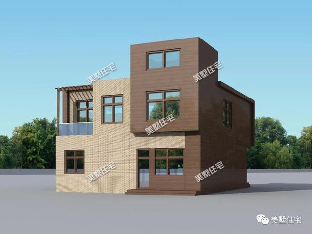 11X12米二層現(xiàn)代別墅設(shè)計(jì)圖，帶戶外平臺(tái)，簡(jiǎn)潔而不簡(jiǎn)單