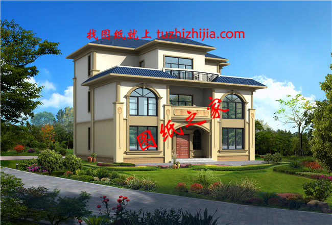 50萬左右農(nóng)村三層別墅設(shè)計圖紙，帶大露臺