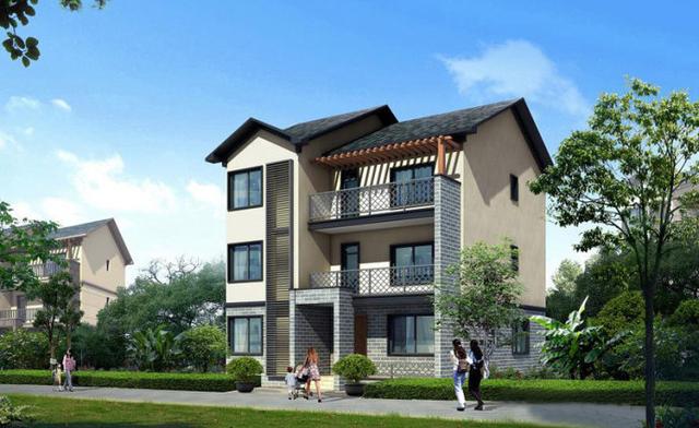 10x12米三層中式農(nóng)村自建房，帶車庫，造價(jià)30萬。