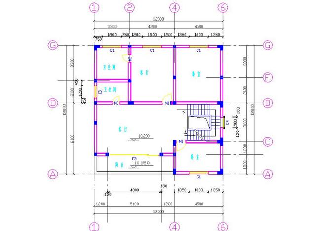 12×12米三層半別墅設計圖，帶車庫+挑空客廳，戶型方正，大氣上檔次，主體造價大概55萬。
