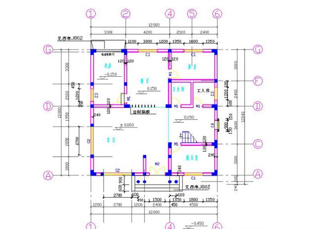 12×12米三層半別墅設計圖，帶車庫+挑空客廳，戶型方正，大氣上檔次，主體造價大概55萬。